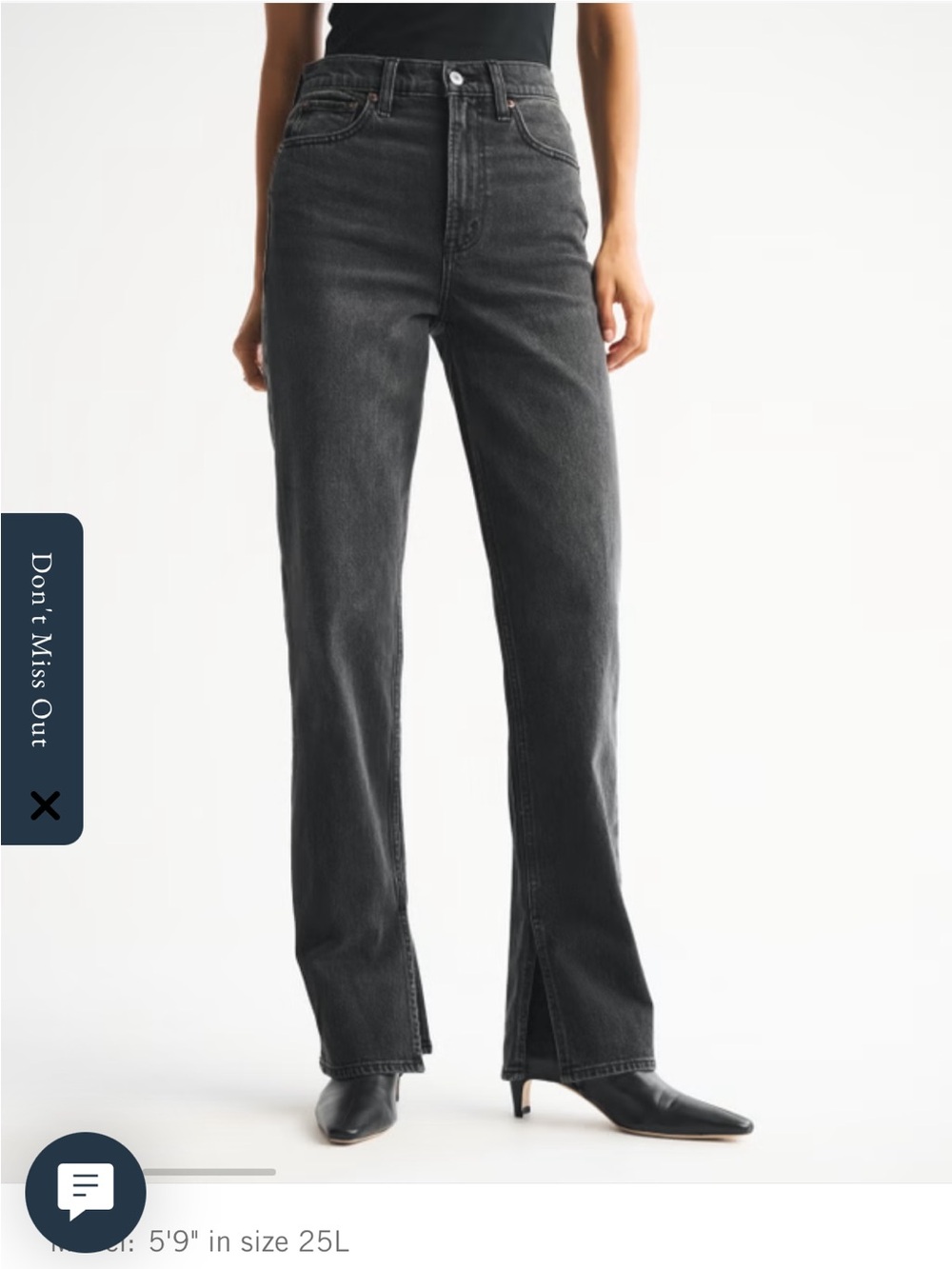 Abercrombie & Fitch Ultra High Rise 90s Straight Washed Black with Hem